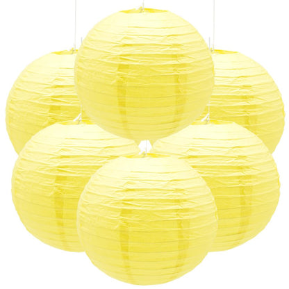 Ruidee 6Pcs Paper Lanterns Decorative Round Hanging Paper Lanterns for Birthday, Wedding, Christmas Xmas, Bridal, Home Decor, Party Decoration（12in/Yellow）