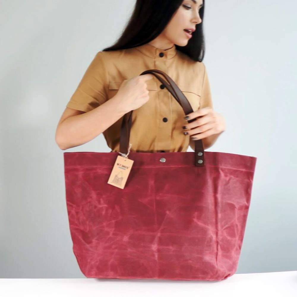 WUDON Waxed Canvas Travel Tote Bag - Extra Large Carryall Shoulder Bag for Women