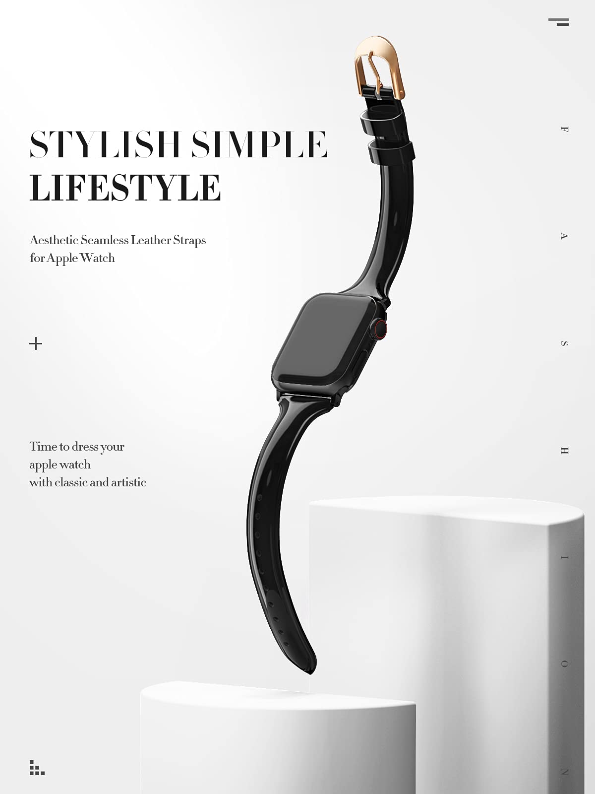 Mazoft Leather Slim Bands Compatible with Apple Watch Band 38mm 40mm 41mm 42mm 44mm 45mm 46mm 49mm for Women；Thin Strap for iWatch Series 10 9 8 7 6 5 SE 4 3 and Ultra 2 &1 (Black)