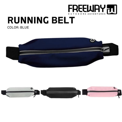 FREEWAY OUTDOORS ADVENTURES Running Belt for Men & Women - Secure Jogging Pouch for Phone, Keys & Essentials. Water Resistance, Adjustable for All Cell Phones (BLUE)