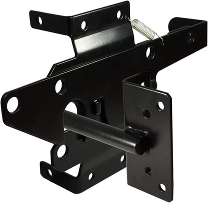 Self-Locking Gate Latch Heavy Duty Post Mount Automatic Gravity Lever Wood/PVC Fence Gate Lock with Fasteners Hardware,for Secure Pool |Yard | Gadren, Steel,Black