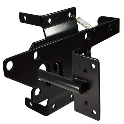 Self-Locking Gate Latch Heavy Duty Post Mount Automatic Gravity Lever Wood/PVC Fence Gate Lock with Fasteners Hardware,for Secure Pool |Yard | Gadren, Steel,Black