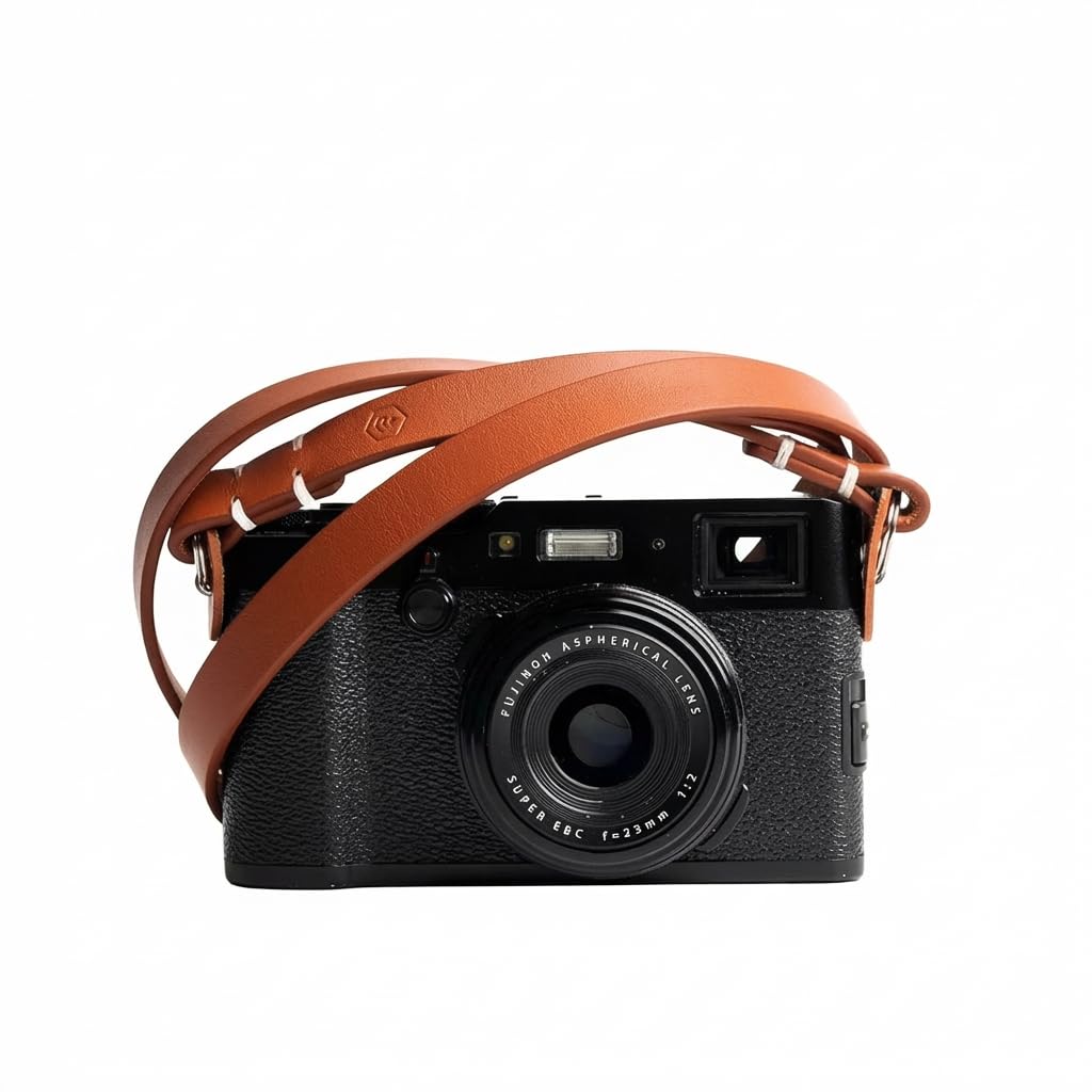 Evergreen Leather Camera Strap – Split Ring, 28 Inch Neck Shoulder Slim, Vintage Modern Design, Hand Stitched, Compatible with Fuji Sony Nikon Leica Canon (Tan)
