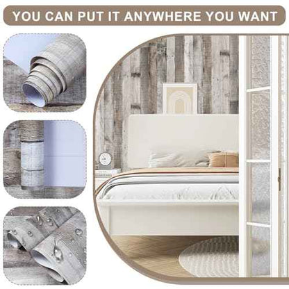 Vintage Wood Wallpaper Rustic Wood Wallpaper Stick and Peel Self Adhesive Distressed Wood Look Wallpaper Vinyl Shelf Home Wood Panel Wall Paper Covering Film 17.3"¡¿ 120"