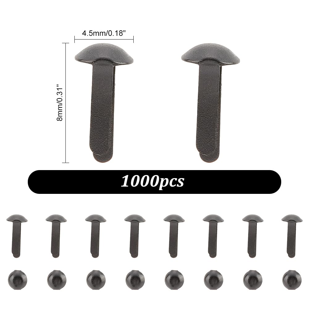 PH PandaHall 1000pcs Mini Brads Fasteners Black Metal Paper Fasteners Iron Scrapbooking Brads Pastel Brads for Paper Crafts School Project Decorative Scrapbooking DIY Supplies 4.5x8mm