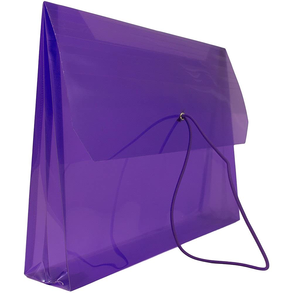 JAM PAPER Plastic Expansion Envelopes with Elastic Band Closure - Letter Booklet - 9 3/4 x 13 with 2.5 Inch Expansion - Assorted Colors - 6/Pack
