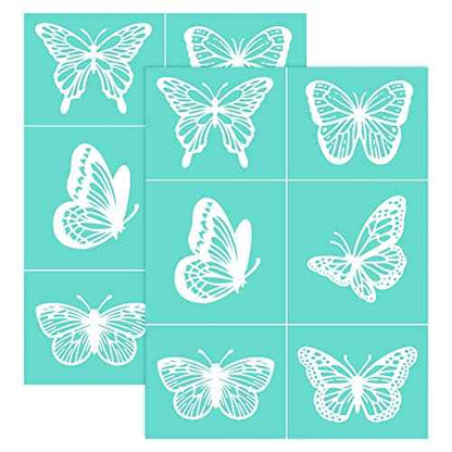 OLYCRAFT 2PCS 8.6x11 Inch Self-Adhesive Silk Screen Printing Stencil Reusable 6 Styles Butterflies Stencils Easter Decorations for Painting on Wood Fabric T-Shirt Bags Wall and Home Decorations