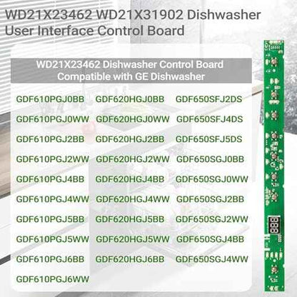 Upgraded WD21X31902 WD21X23462 Dishwasher User Interface Control Board, WD21X31902C Control Board Compatible with GE Dishwasher, Replace Parts WD21X26179 WD21X32000