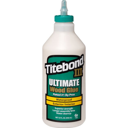 Titebond 1415 III Ultimate Wood Glue, 32-Ounce Bottle,Tan, 1 Qt (Pack of 2)
