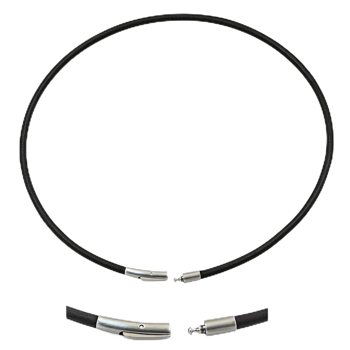Leporem Minimalist Genuine Leather Cord Necklace Pendant Holder Hypoallergenic Stainless Steel Push-Lock Clasp Wrap Bracelet (16 Inch)