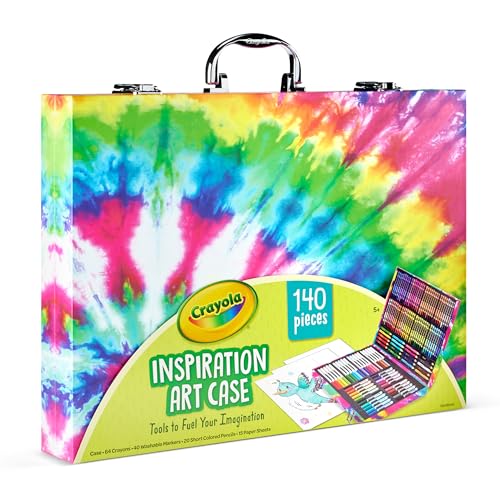 Crayola Inspiration Art Case Coloring Set - Tie-Dye (140ct), Essential Easter Basket Stuffers, Art Supplies Set For Kids, Travel Drawing Kit, Gift for Girls & Boys, Ages 5+ [Amazon Exclusive]