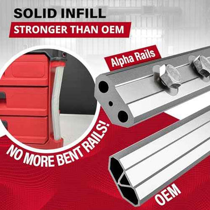 Threaded Replacement Packout Rails 12.6" (320mm) Compatible with Milwaukee Packout Rolling Tool Box 48-22-8426- Heavy Duty Aluminum Rails - Fits Packout Accessories - Black