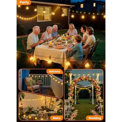 Outdoor-String-Lights-Paio-Lights, 100FT (50FT*2) 50+2 Shatterproof Bulbs Outdoor Patio Lights, IP65 Waterproof Connectable Hanging Outside Light for Backyard, Porch, Deck, Balcony, 2200K