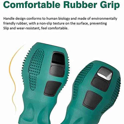 Buspoll Rubber Anti-Skid Handle Stubby Screwdriver Set, 6mm x 38mm Slotted/Phillips, Magnetic Head