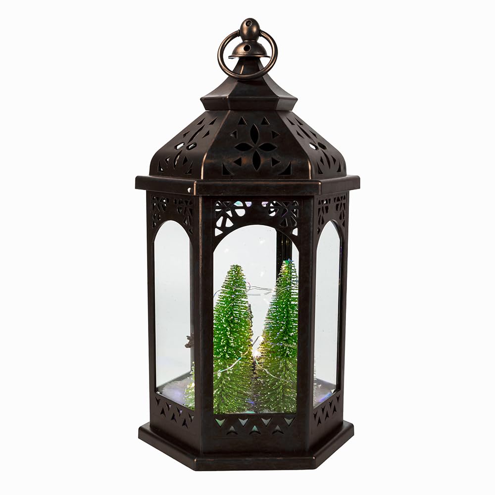 13-Inch Battery-Operated Lighted Lantern with Santa