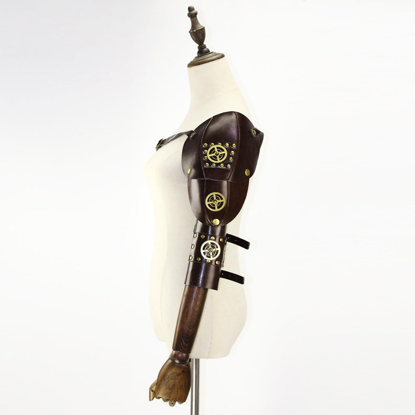 Steampunk Armband Leather Armor Shoulder Bracer Adjustable Medieval Knight Renaissance Cosplay Accessory Brown