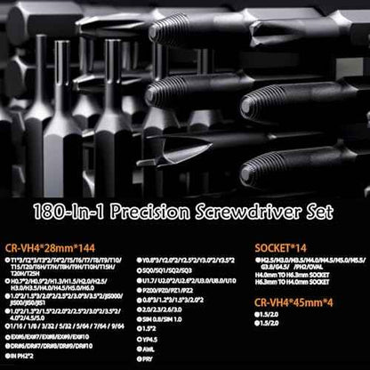 180 in 1 Manual Precision Screwdriver Set, Professional Computer Screwdriver Kit, Magnetic Repair Tool Kit with Home Drill Bits for iPhone Computer Laptop ablet Watch Xbox Game Console
