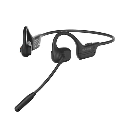 LOBKIN Open Ear Headphones with Mic, Bluetooth Headset with Noise Cancelling Microphone and Multipoint Connect, Wireless Bluetooth 5.4 Headset for Work Call Meeting Driving(Black)