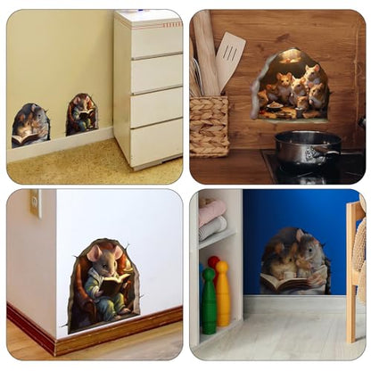 1 Pc Funny 3D Mouse Hole Realistics Wall Sticker,Mouse in a Hole Wall Decal Fun Art, Water Proof Funny,Walls D?cor, Stickers