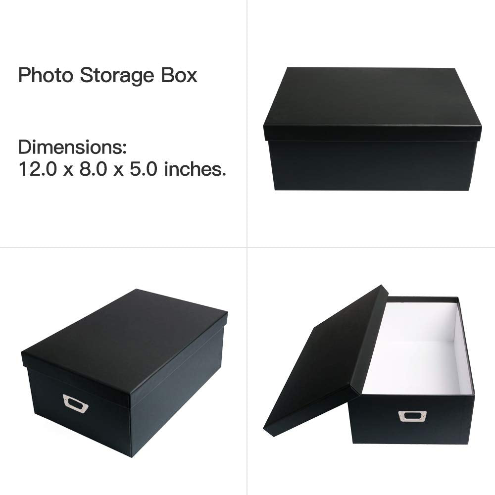 novelinks Photo Case 4" x 6" Photo Storage Box, 10 Inner Picture Storage Containers & Photo Organizer Cases, Portable Photo Craft Keeper for Photos, Crafts, Cards (Black, 2 Pack)