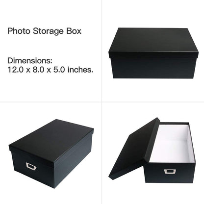 novelinks Photo Case 4" x 6" Photo Storage Box, 10 Inner Picture Storage Containers & Photo Organizer Cases, Portable Photo Craft Keeper for Photos, Crafts, Cards (Black, 2 Pack)