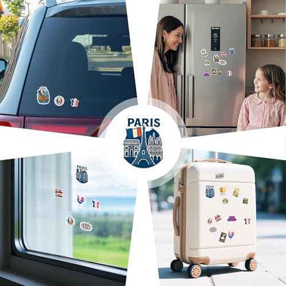 100PCS Paris Stickers Pack Travel Vinyl Waterproof France Sticker for Kids Teens Adults Aesthetic Decal Decorative Funny Car Bumper Decals Water Bottle Helmet Phone Birthday Gift