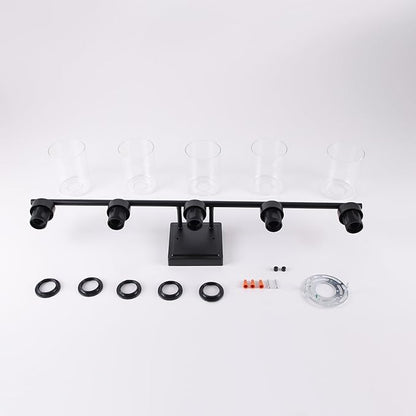 5 Light Bathroom Light Fixtures, 33.3 Inches Bathroom Lighting Fixtures Over Mirror, Black Vanity Light with Clear Glass Shades