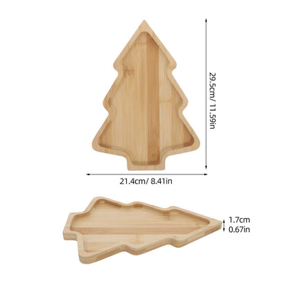 ULTECHNOVO Christmas Tree Serving Tray, 11 Inch Wooden Charcuterie Board for Holiday Food, Tree Shaped Serving Platter, Christmas Cutting Board for Kitchen Hosting, Wood Appetizer Plate for Snacks