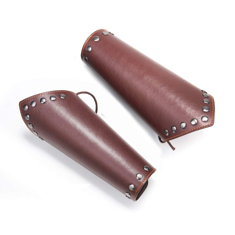 AZORA Leather Arm Guards Archery Gauntlet Wristband Medieval Leather bracers Viking Cosplay Wrist Guard for Men Women (2PCS Pack)