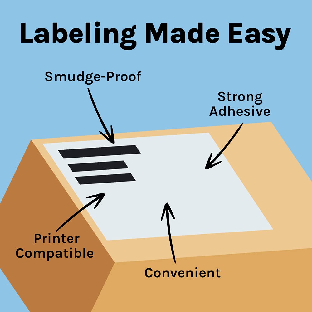 Premium Label Supply White Sticker Full Sheet Shipping Labels – 8.5" x 11" – Laser/Inkjet Compatible – (1 per Sheet), 25 Sheets - Letter Size