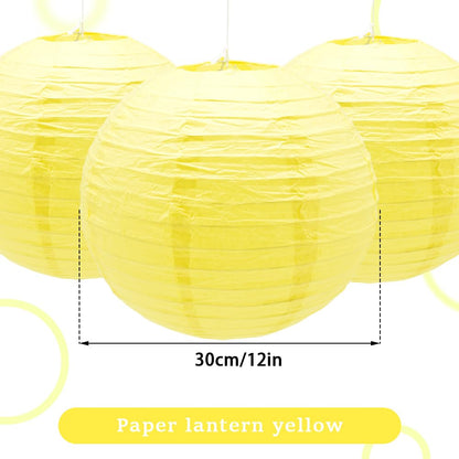 Ruidee 6Pcs Paper Lanterns Decorative Round Hanging Paper Lanterns for Birthday, Wedding, Christmas Xmas, Bridal, Home Decor, Party Decoration（12in/Yellow）