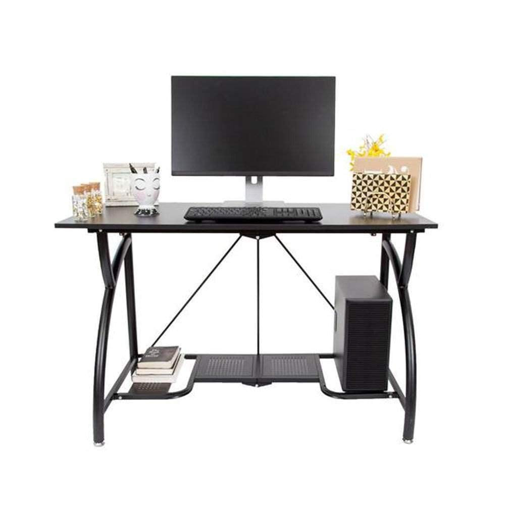 Origami Folding Computer Desk for Office Study Students Bedroom Home Gaming and Craft | Space Saving Foldable Design, Fits Dual Monitors and Laptop, Collapsible, No Assembly Required | Black, Large (RDE-01)