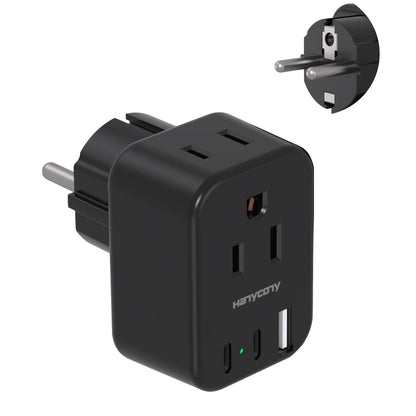 South Africa Travel Plug Adapter, HANYCONY Type M Power Adapter with 2 AC Outlets 3 USB Ports(2 USB C) for US to South Africa Botswana Namibia India Nepal Bhutan Sri Lanka