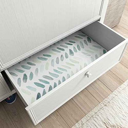 Sevalo Green and White Wallpaper Peel and Stick Wallpaper Boho 17.3inW 78.8inLContact Paper for Cabinets Green Herringbone Contact Paper Self-Adhesive Removable Bedroom Bathroom Waterproof Teal Kids