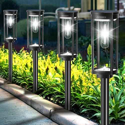 Solar Pathway Lights Outdoor 6 Pack, Bright Solar Path Lights Outside Waterproof, Solar Powered Landscape Light for Walkway Driveway Lawn Patio Sidewalk Garden Yard, Cool White
