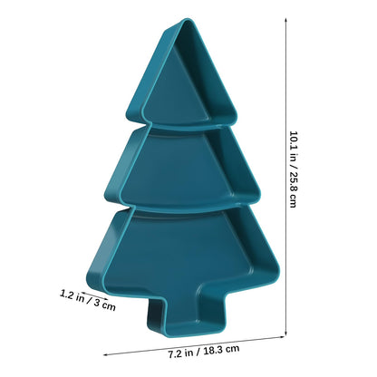 DEARMAMY Christmas Tree Snack Tray Set of 3 - Red Green White Plastic Divided Serving Plates for Holiday Parties, Candy, Nuts, Fruits, And Appetizers, Christmas Tree Shaped Platters for Entertaining