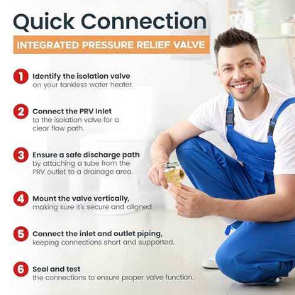 CMI Inc - 3/4 inch PEX A Tankless Water Heater Isolation Service Valve Kit ? Includes Pressure Relief Valve, Threaded Service Installation Valve - Compatible with Most Tankless Water Heaters