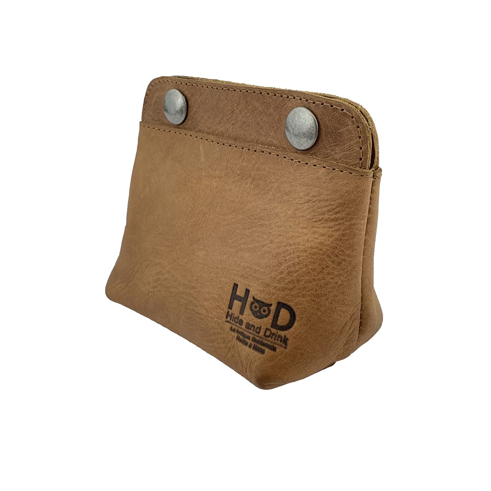 Hide & Drink, Leather Double Snap Pouch, Coin Purse, Cash & Card Holder, Cable Organizer, Makeup, Handmade Includes 101 Year Warranty (Single Malt Mahogany)