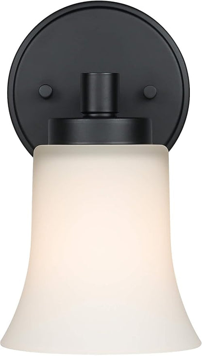 XiNBEi Lighting Wall Sconce, 1 Light Black Glass Vanity Wall Light for Bathroom & Hallway XB-W1235-1-MB