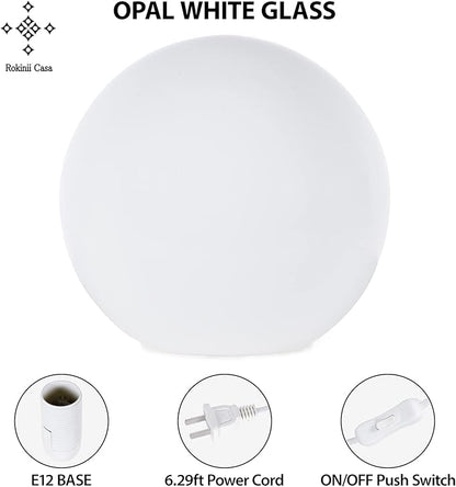 7.8 Inch Ball Table Lamp with Glass Shade, Ball Light Bookshelf Lamp for Bedroom, Dorm, Office and Bedroom Bookshelf Reading Decoration, Without Bulb