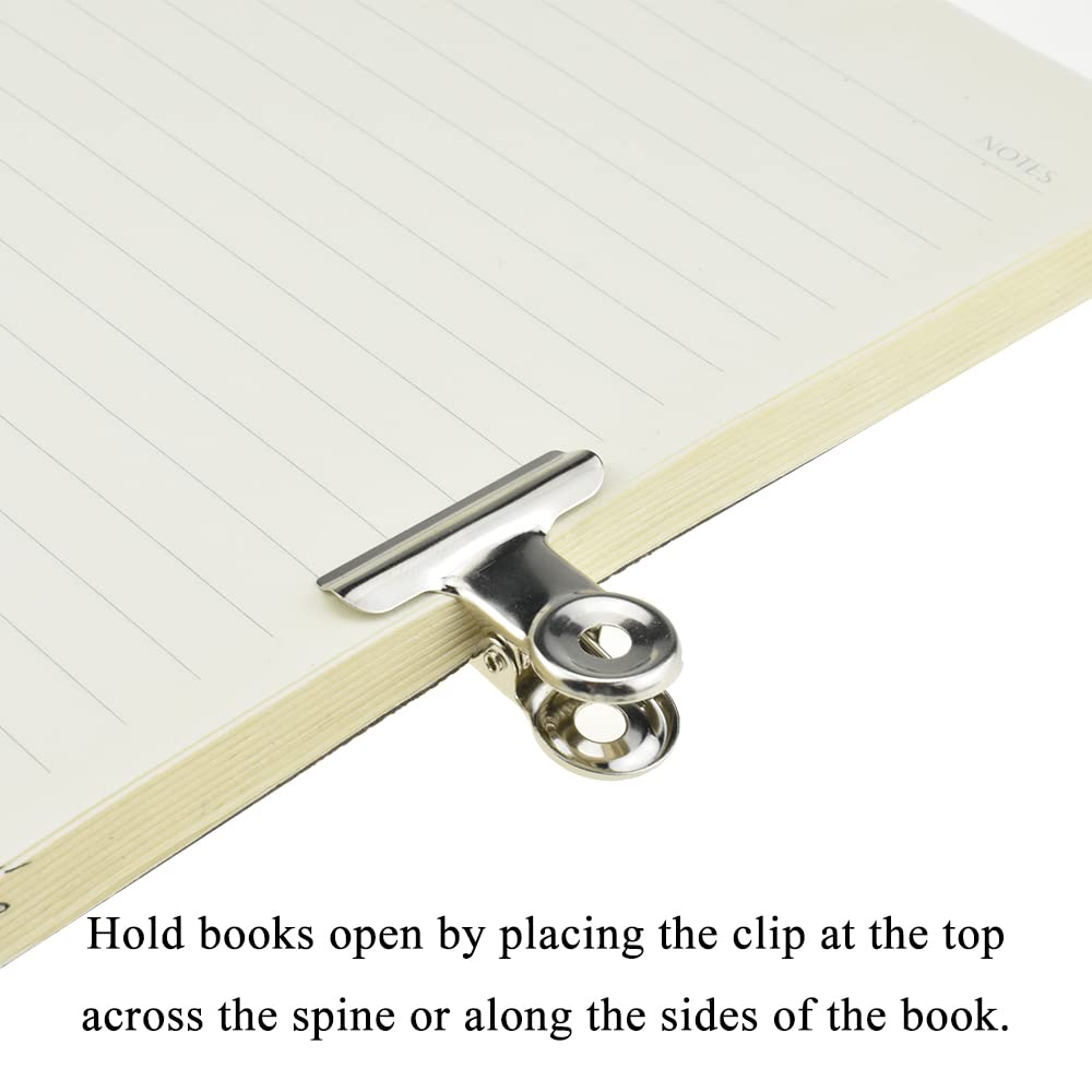 HAHIYO 1.25inch Silver Bulldog Clips Metal File Hinge Binder Clips Clamps Save Space Strong Spring Jaws Rock Solid Grip Book Lay Flat Deburred Edge for Hang Photos Wall Grid Dog Food 20PCS