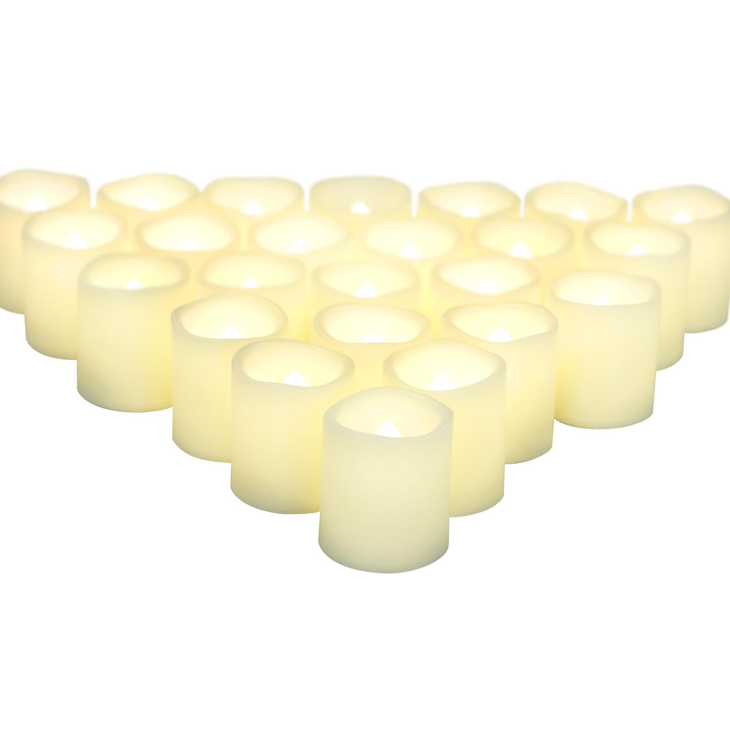 CANDLE CHOICE Battery Operated Flameless Votive Candles Small Bright Flickering LED Lights for Wedding Party Table Centerpieces Halloween Christmas Home Decoration Batteries Incl. 24 Pack White Light