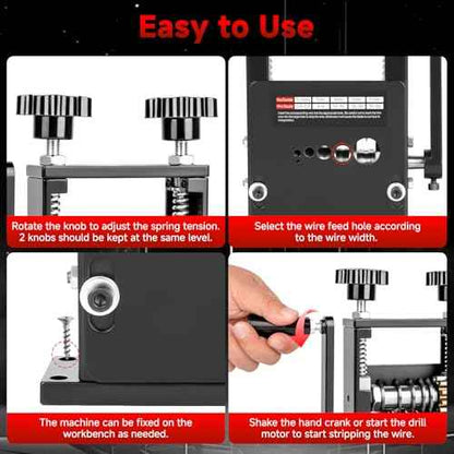 Manual Wire Stripper Machine, Wire Stripping Machine with 6 Channels & 5 Blades for 0.12" to 0.67" Scrap Copper Wire, Drill Powered Hand Crank Wire Stripper Tool for DIY Cable Copper Wire Recycling
