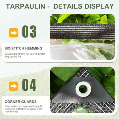 Clear Tarp with Grommets 6x10ft Clear Tarps Heavy Duty Waterproof 14 Mil Thickened PVC Tear-Resistant Reinforced Edges Clear Plastic Vinyl Tarp for Patio Chicken Coop Cover Greenhouse Plant Enclosure