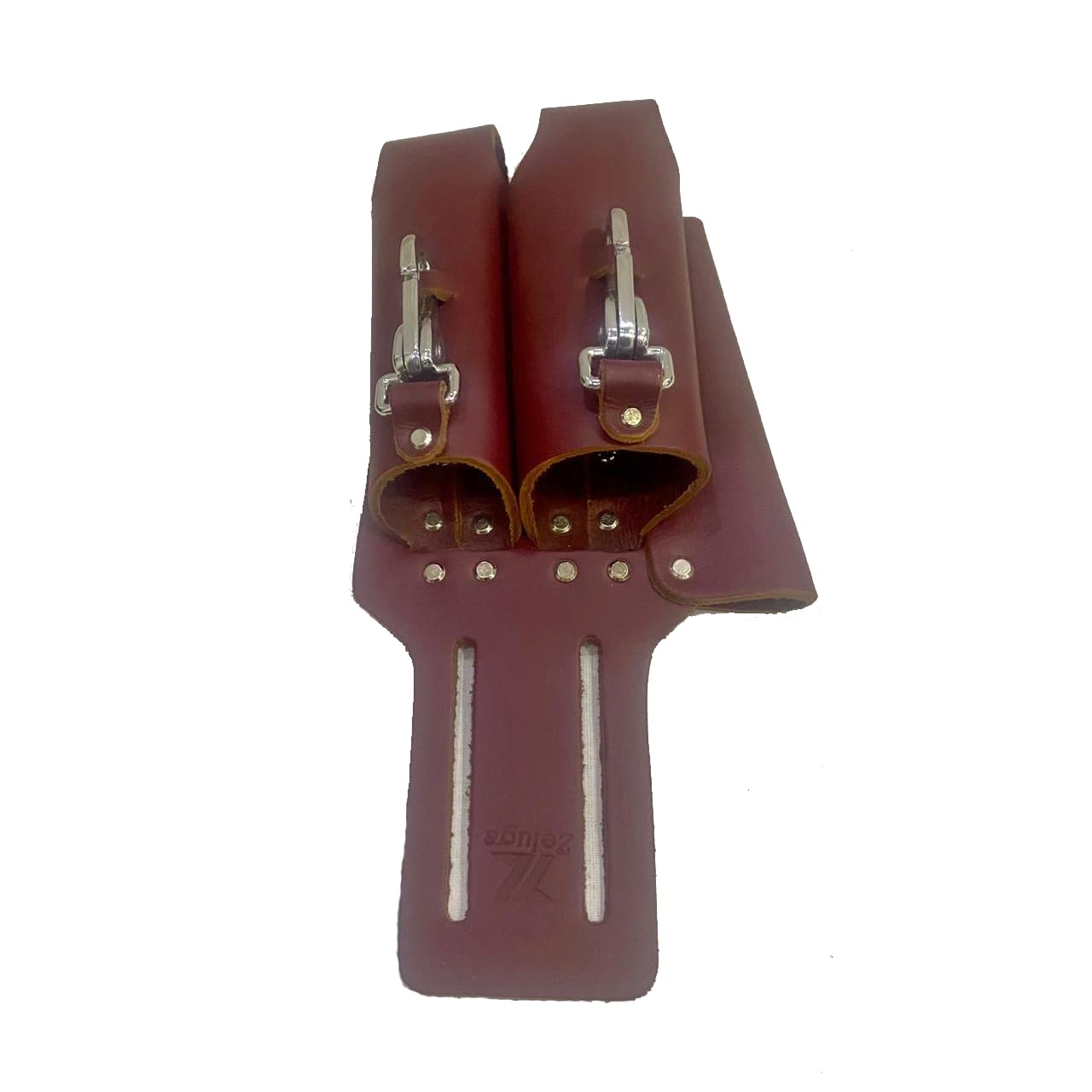 Zeluga Saddle Leather 3 Pocket Linesmen and Electricians Tool Holder (Cherry)