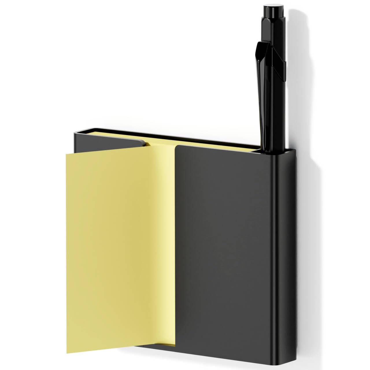 Sticky Note Dispenser, Magnetic Sticky Note Holder for Post It Notes, 3 x 3 Inch Sticky Note Pen Organizer for Office Home Classroom, Black