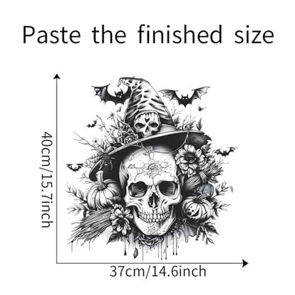 Halloween Scary Wall Stickers Decals,Black Skeleton Pumpkin Bat Halloween Home Decorations,Horror Skull Wall Stickers for Party Haunted House Door