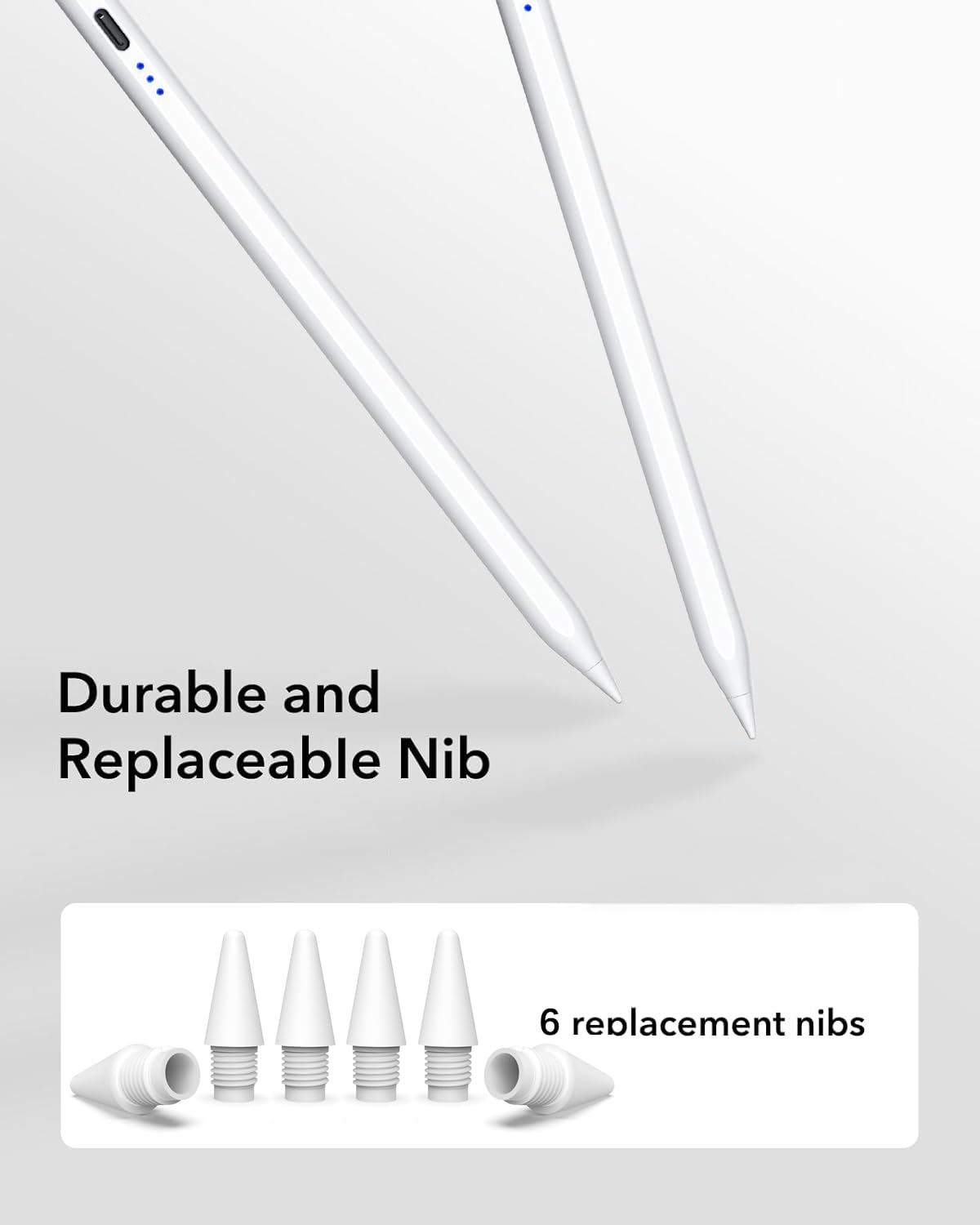【2Pack】Stylus Pen for Apple iPad 2018-2026 A16 11/10/9/8/7/6,iPad Mini A17 Pro/6/5,iPad Air M4/M3/M2 11"/13"/5/4,iPad Pro M5/M4 13"/12.9"/11" USB-C Fast Charging Pencil,Pixel-Perfect Tilt Sensitivity