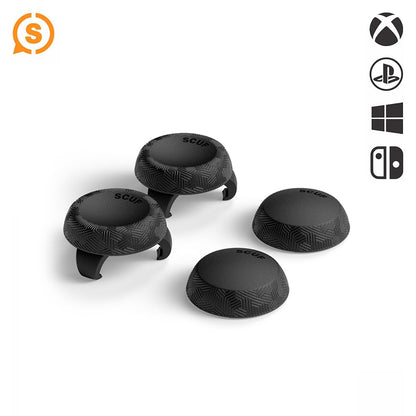 SCUF Control Thumbstick Grips - 4 Pack with 2 Bases - Tactic - Joystick Thumb Grips For Xbox One and Xbox Series X & S, PS4, PS5, Nintendo Switch Pro Controller - Black