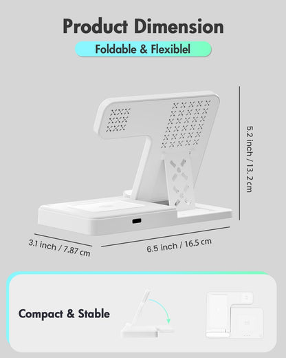 Wireless Charger iPhone Charging Station: 3 in 1 Charger Stand Multiple Devices for Apple - iPhone 17 16e 16 15 14 Pro Max 13 12 11 - Watch 10 9 8 7 6 5 4 3 2 SE and Ultra Series - Airpods 4 3 Pro